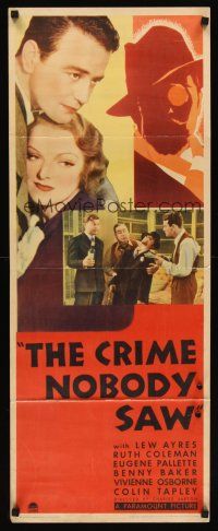 6k265 CRIME NOBODY SAW insert '37 Lew Ayres as writer who must solve a murder mystery!