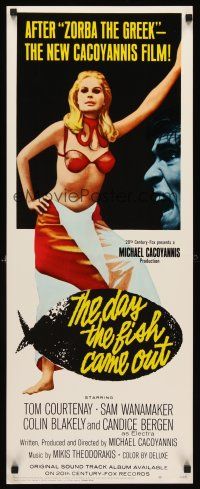 6k278 DAY THE FISH CAME OUT insert '67 Michael Cacoyannis, sexy Candice Bergen, Greek comedy!
