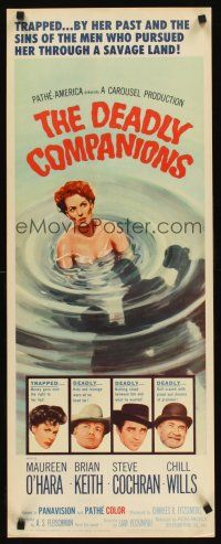 6k284 DEADLY COMPANIONS insert '61 first Sam Peckinpah, art of sexy Maureen O'Hara caught swimming!