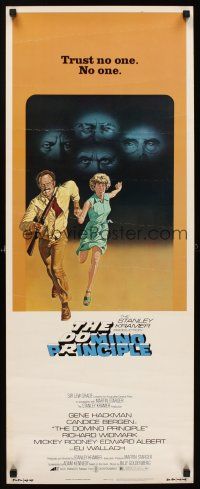 6k295 DOMINO PRINCIPLE insert '77 cool art of Gene Hackman & Candice Bergen fleeing from eyes!