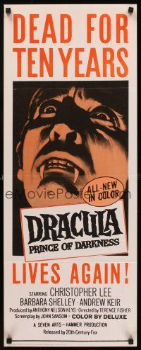 6k299 DRACULA PRINCE OF DARKNESS insert '66 great art of vampire Christopher Lee!