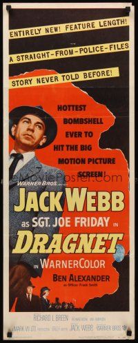 6k300 DRAGNET insert '54 Jack Webb as detective Joe Friday as you've never seen him before!