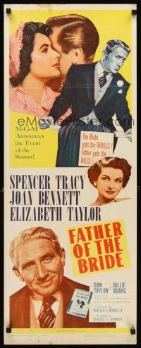 6k319 FATHER OF THE BRIDE insert R62 art of young Elizabeth Taylor & broke Spencer Tracy!
