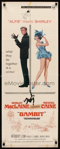 6k339 GAMBIT insert '67 art of Shirley MacLaine & Michael Caine preparing for crime!