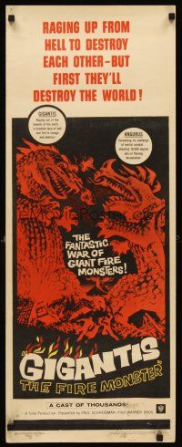 6k343 GIGANTIS THE FIRE MONSTER insert '59 cool artwork of Godzilla breathing flames at Angurus!