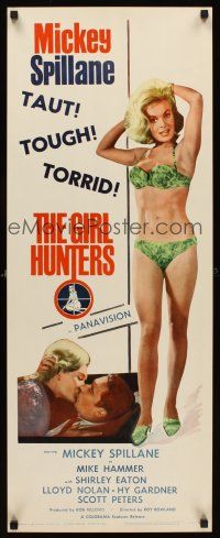 6k345 GIRL HUNTERS insert '63 Mickey Spillane pulp fiction, sexy barely-dresed Shirley Eaton!