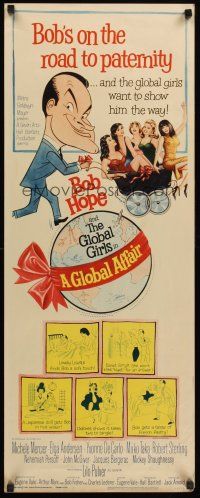6k348 GLOBAL AFFAIR insert '64 great art of Bob Hope spinning Earth & sexy girls, Yvonne De Carlo!