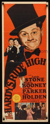 6k363 HARDYS RIDE HIGH insert '39 Lewis Stone, Cecilia Parker, millionaire playboy Mickey Rooney!
