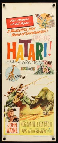 6k365 HATARI insert '62 Howard Hawks, great artwork images of John Wayne in Africa!