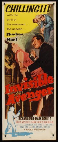 6k422 INVISIBLE AVENGER insert '58 the unseen Shadow Man, cool chilling horror artwork!
