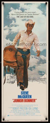 6k442 JUNIOR BONNER insert '72 full-length rodeo cowboy Steve McQueen carrying saddle!