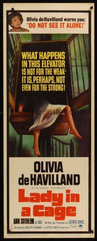 6k461 LADY IN A CAGE insert '64 Olivia de Havilland, It is not for the weak, not even for the strong