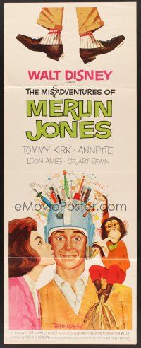 6k535 MISADVENTURES OF MERLIN JONES insert '64 Disney, wacky art of Annette Funicello, Kirk & chimp!