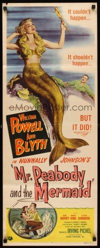 6k543 MR. PEABODY & THE MERMAID insert '48 William Powell being kissed underwater by Ann Blyth!