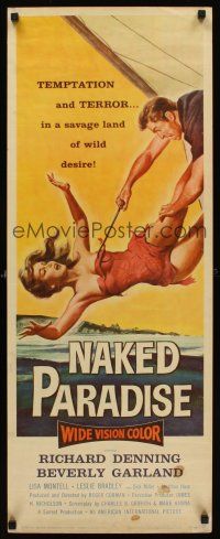 6k551 NAKED PARADISE insert '57 art of super sexy falling Beverly Garland caught by hook!