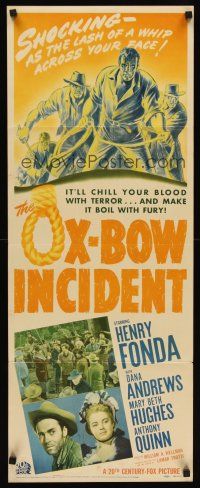 6k569 OX-BOW INCIDENT insert '43 Henry Fonda, Jane Darwell & Anthony Quinn in western classic!