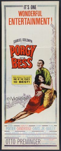 6k593 PORGY & BESS insert '59 great different art of Sidney Poitier & Dorothy Dandridge!