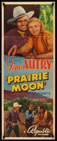 6k597 PRAIRIE MOON insert '38 great close up of Gene Autry with pretty girl & catching bad guys!