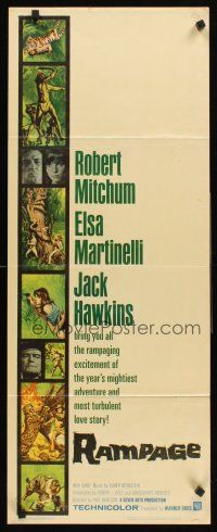 6k617 RAMPAGE insert '63 Robert Mitchum & Elsa Martinelli in the African jungle, cool art!