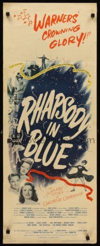 6k624 RHAPSODY IN BLUE insert '45 directed by Irving Rapper, Robert Alda as George Gershwin!