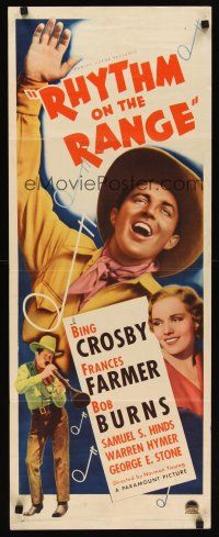 6k627 RHYTHM ON THE RANGE insert '36 artwork image of cowboy Bing Crosby, Frances Farmer!