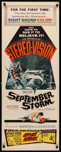 6k644 SEPTEMBER STORM insert '60 art of sexy scuba diver attacked by shark, in Stereo-Vision!