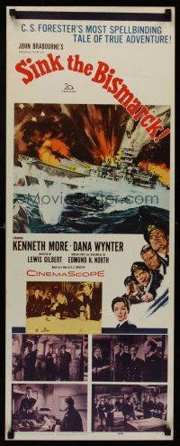 6k658 SINK THE BISMARCK insert '60 Kenneth More, great WWII clash of battleships art!