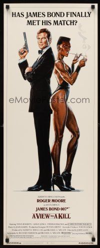 6k761 VIEW TO A KILL insert '85 art of Roger Moore as James Bond & Grace Jones by Daniel Goozee!