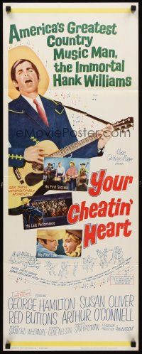 6k798 YOUR CHEATIN' HEART insert '64 great image of George Hamilton as Hank Williams with guitar!
