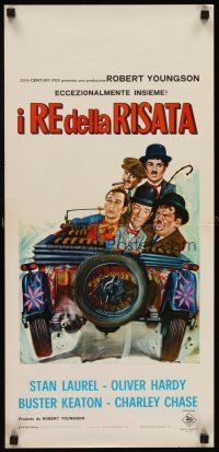 6k003 4 CLOWNS Italian locandina '71 Stan Laurel & Oliver Hardy, Buster Keaton, Charley Chase
