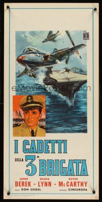 6k007 ANNAPOLIS STORY Italian locandina '55 Don Siegel, art of John Derek & aircraft carrier!