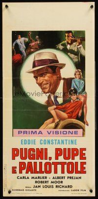 6k015 BONNE CHANCE, CHARLIE Italian locandina '67 Piovano art of Eddie Constantine & Carla Marlier!
