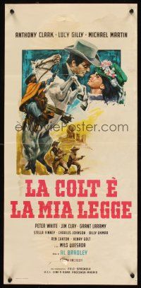 6k026 COLT IS MY LAW Italian locandina '65 Angel Del Pozo, cool spaghetti western art by De Amicis!