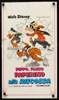 6k030 DONALD, GOOFY, & PLUTO Italian locandina R80s great cartoon art of Donald Duck, Goofy & Pluto!