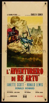 6k091 SIEGE OF THE SAXONS Italian locandina '64 King Arthur's Camelot, cool art by Colpizzi!