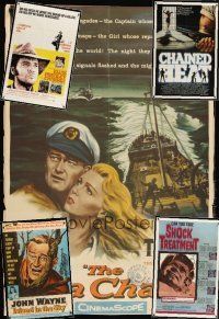 6m007 LOT OF 16 FOLDED ONE-SHEETS '53 - '86 Sea Chase, Charro, Island In the Sky, Shock Treatment