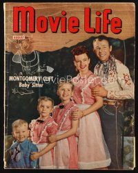 6m152 MOVIE LIFE magazine August 1949 portrait of Roy Rogers, Dale Evans & kids by Mickey Marigold!