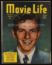 6m151 MOVIE LIFE magazine March 1946 great portrait of young Frank Sinatra by Eric Carpenter!