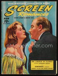 6m148 SCREEN ROMANCES magazine December 1939 art of Greta Garbo & Melvyn Douglas by Earl Christy!