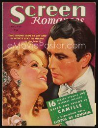 6m144 SCREEN ROMANCES magazine January 1937 art of Greta Garbo & Robert Taylor by Earl Christy!