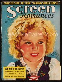 6m145 SCREEN ROMANCES magazine November 1937 art of cute Shirley Temple by Earl Christy!