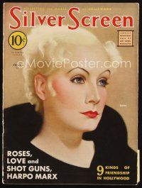 6m091 SILVER SCREEN magazine July 1932 art of glamorous Greta Garbo by John Rolston Clarke!