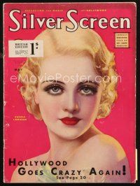 6m089 SILVER SCREEN magazine May 1932 artwork of sexy Carole Lombard by A.D. Neville!
