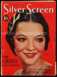 6m086 SILVER SCREEN magazine October 1931 art of beautiful Sylvia Sidney by John Rolston Clarke!