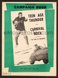 6m455 TEEN AGE THUNDER/CARNIVAL ROCK pressbook '57 juvenile delinquent double-bill!