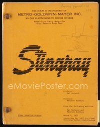 6m337 STINGRAY final shooting script March 4, 1977, screenplay by Hal Barwood & Matthew Robbins