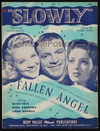 6m270 FALLEN ANGEL sheet music '45 Preminger, Alice Faye, Dana Andrews, bad Linda Darnell, Slowly!