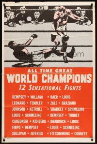 6p031 ALL TIME GREAT WORLD CHAMPIONS 1sh '40s Jack Dempsey, Joe Louis, Rocky Graziano, boxing!