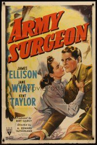 6p054 ARMY SURGEON style A 1sh '42 James Ellison & Kent Taylor with pretty nurse Jane Wyatt!