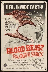 6p106 BLOOD BEAST FROM OUTER SPACE 1sh '65 UFOs invade Earth, creatures snatch sexy girls!